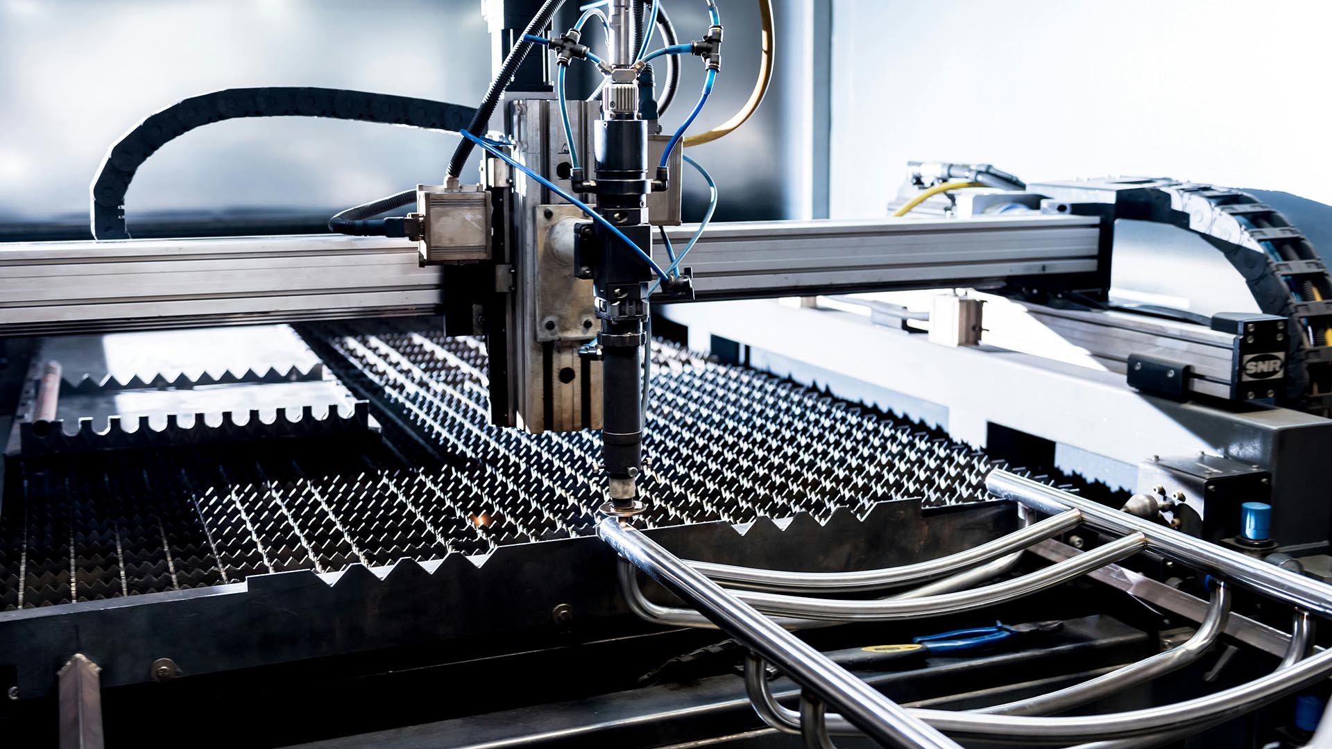 Bright metal industrial machine.